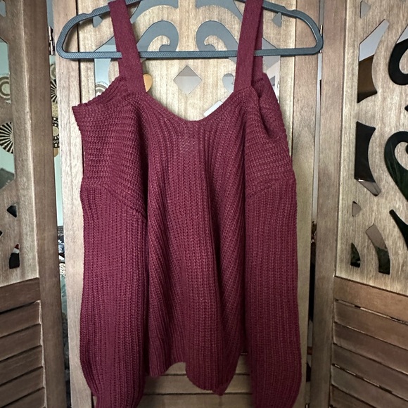 Fashion Nova- Fall Fave Twist Sweater - Burgundy- Size L - Picture 4 of 9